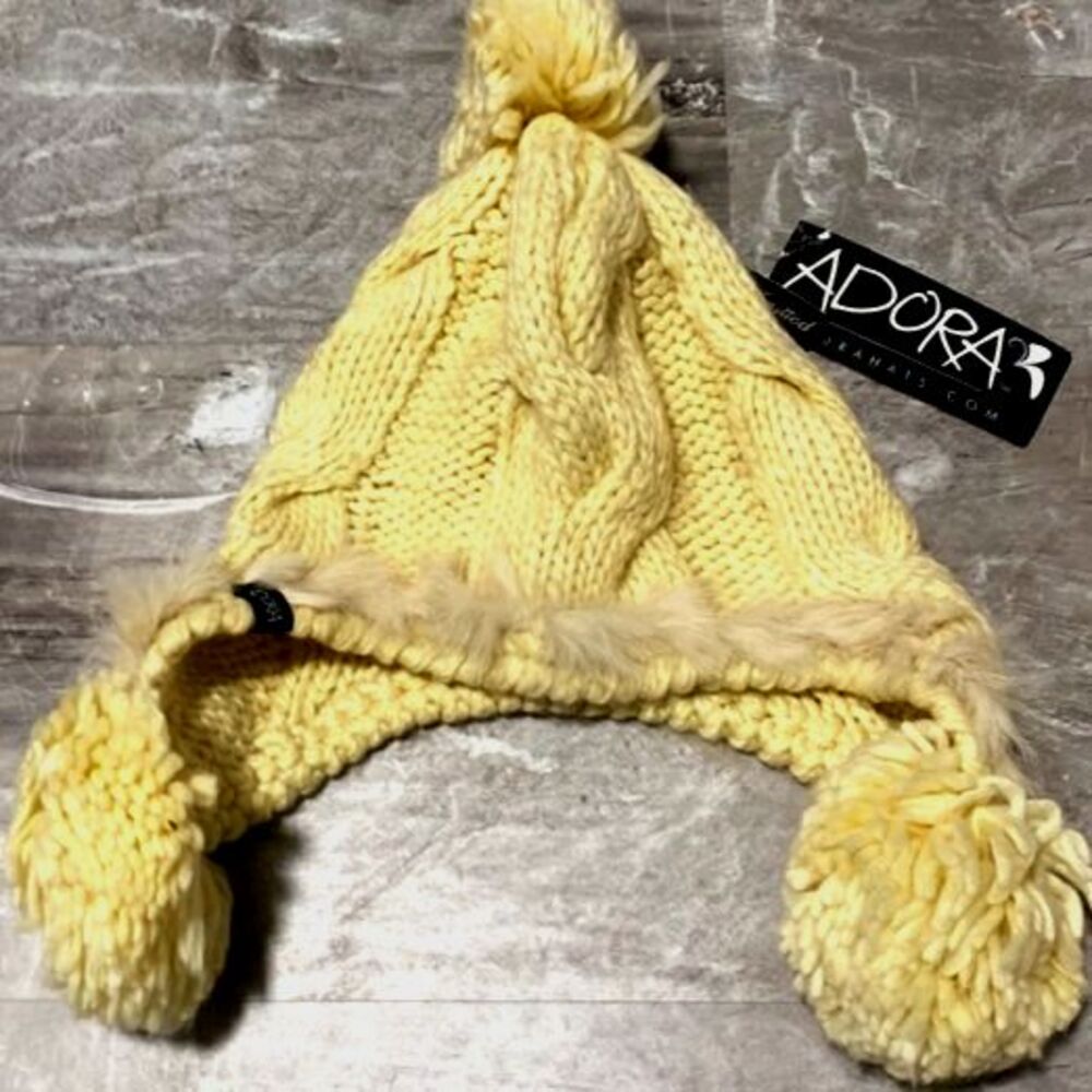 Hand Knitted Beanie Cap from ADORA with Pom Poms